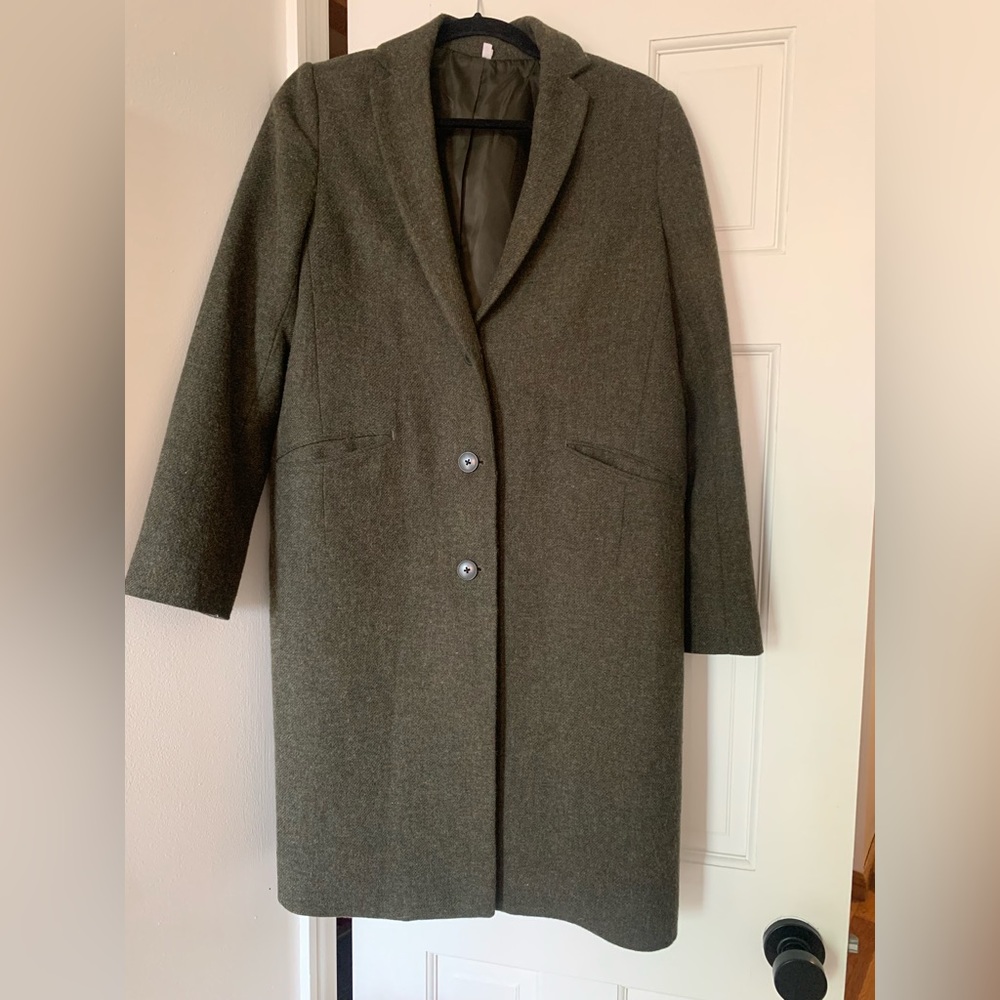 Muji Reclaimed Wool Duster Coat Green Women’s Small